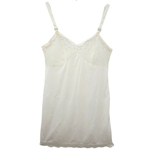 Vintage Satin Lace Slip Dress Adjustable Ribbon Straps Fairycore‎ Layering Piece - Picture 1 of 8